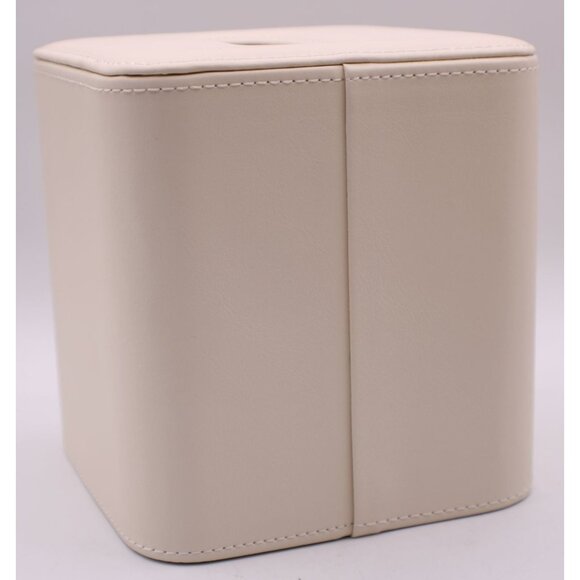 NEW Leather Beige Tissue Box Cover Square 5x6" Cream Ivory Neutral Minimalist - Picture 8 of 9